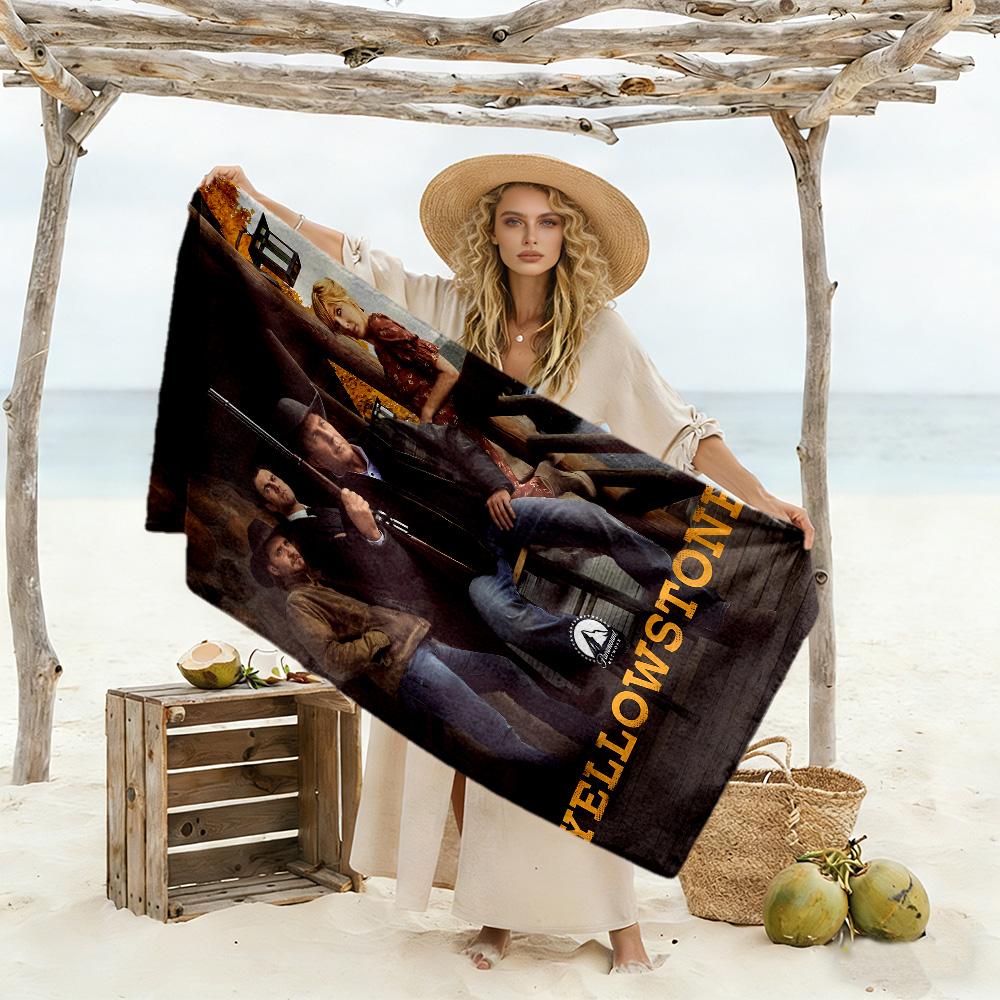 Yellowstone: Western Adventure Durable Beach Towel Comfortable Picnic mat, yoga & fitness, camping blanket Outdoor Accessory Wedding Party Gift
