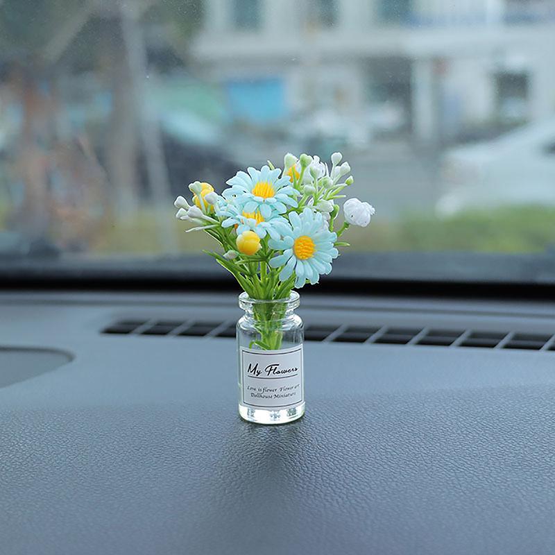 Creative Mini Simulation Sunflower Car Interior Center Console Decoration Crafts Cute Sweet Car Interior Accessories Gifts