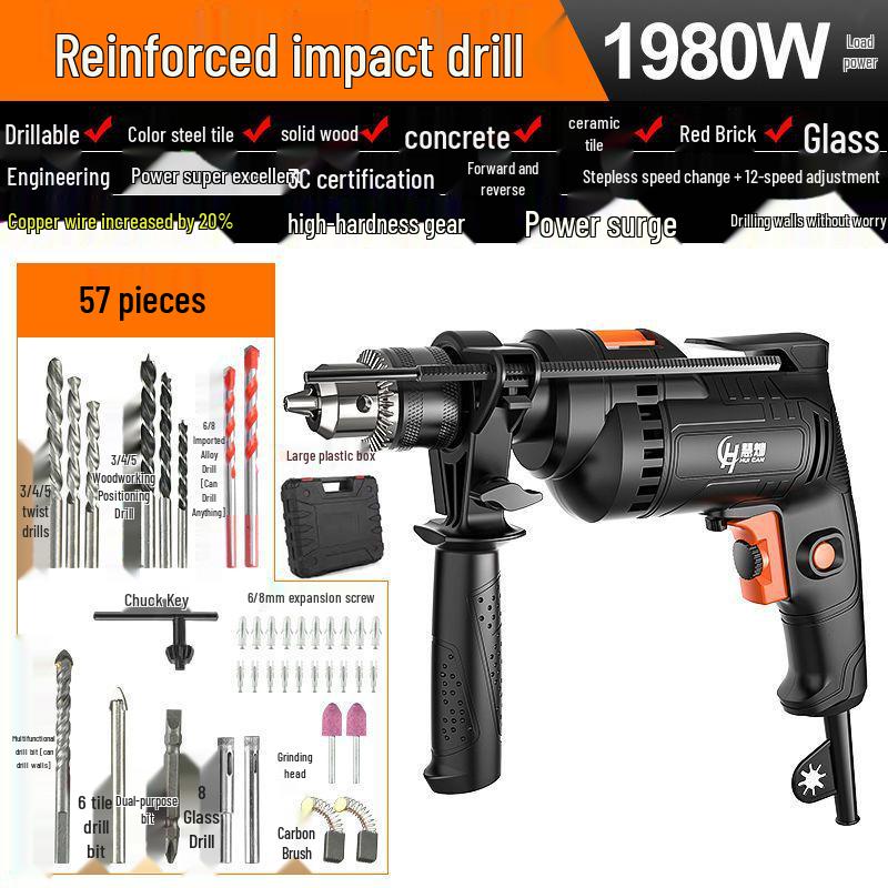 Multi-Functional Electric Impact Drill Set for Wall and Household Use