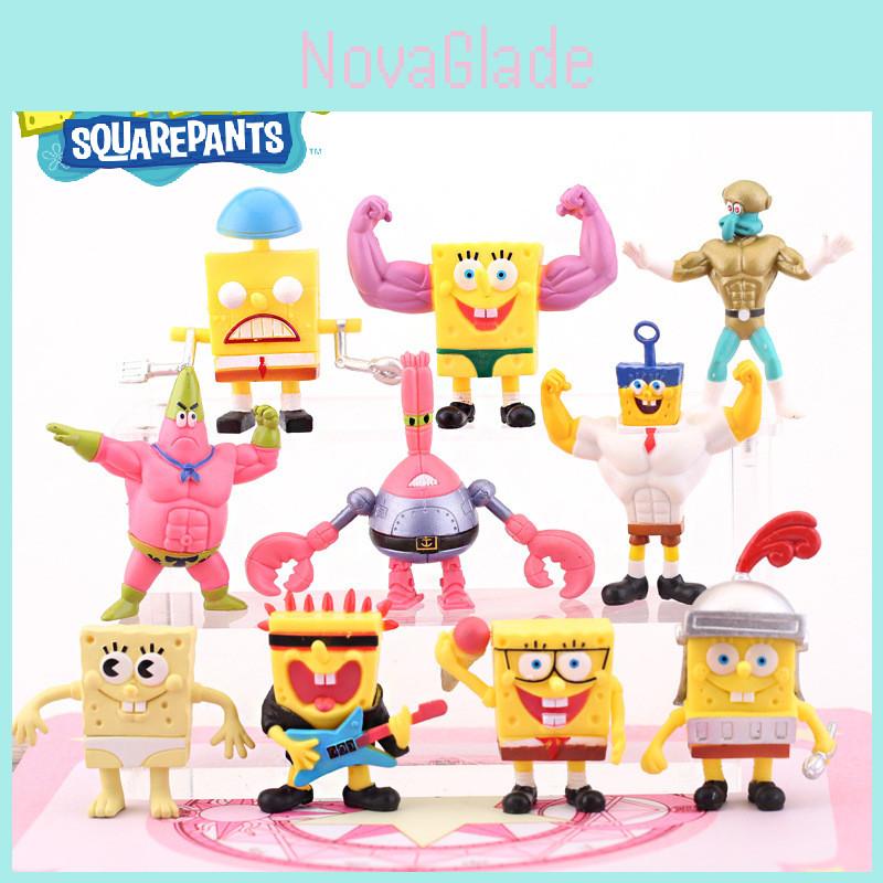 Colorful 10-piece Set Of Muscle Spongebob Cake Decorations