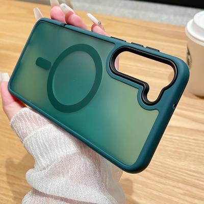 Matte Case For Samsung Galaxy S24 S23 S22 Ultra Plus S21 S20 FE For Magsafe Magnetic Charge Frosted Bumper Cover Funda