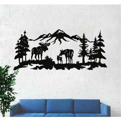 Arte de pared de metal inspirado en la naturaleza: Diseños de alces y árboles: artesanías de hierro para decoración rústica de paredes y detalles únicos para el hogar.