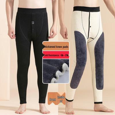 Men's Fleece-Lined Thermal Pants with Knee Protection