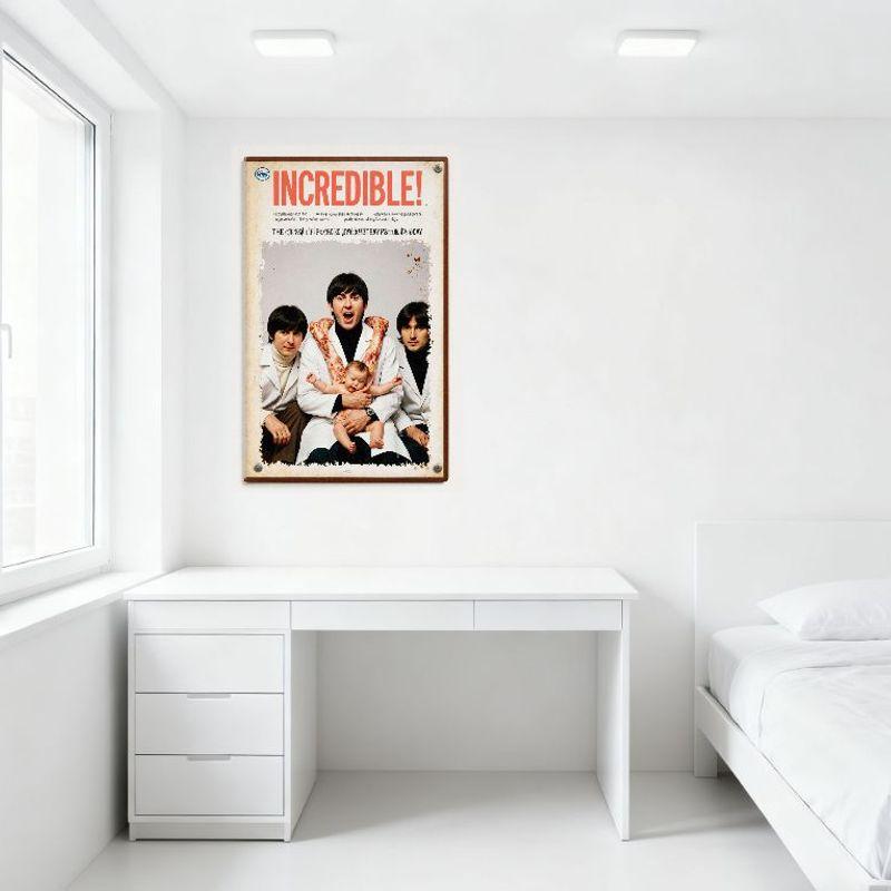 Vintage Surreal 'Orbit' Metal Tin Sign The Beatles - Style Lab Coats Men with Bacon Neck Strip Poster, Retro Bar Pub Home Wall D