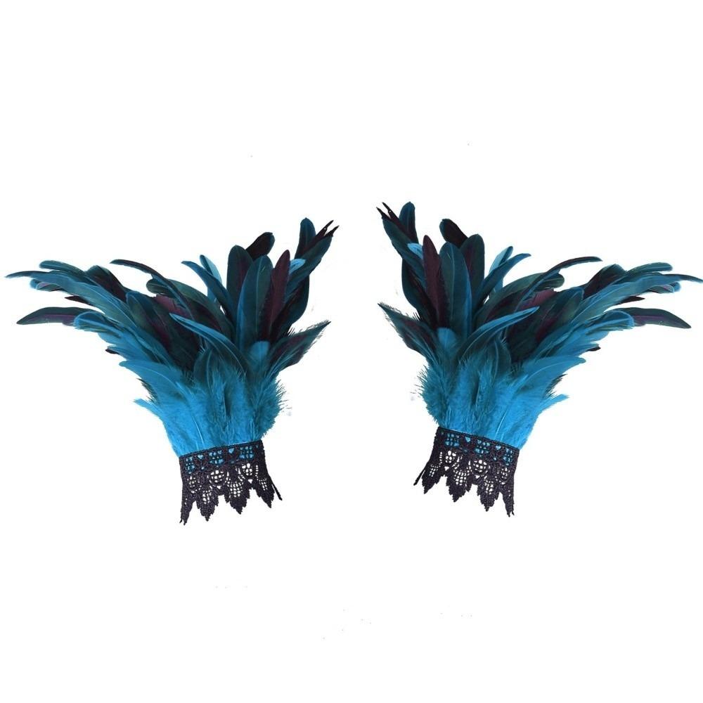 Adjustable Fluffy Feather Wrist Cuffs Black Plume Bracelet New Wristband Themed Party