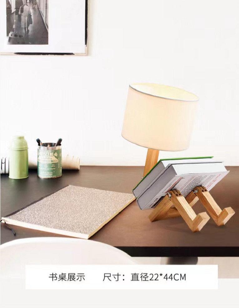 Holz Roboter Form Kreative Tisch Lampe Indoor Studie Mode Lesen Schreibtisch Lampe Nordic Moderne Desktop Dekorative Nacht Licht