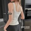 Pure lace base with small suspender vest inside, women's spring and summer slim-fit threaded outer sleeveless Spice Girl top