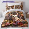 Boho Floral Cat Pattern Bedding Quilt Set Quilt Cover Pillowcase Home Decoration Birthday Gift (1 * duvet cover + 2 * pillowcase, without core)