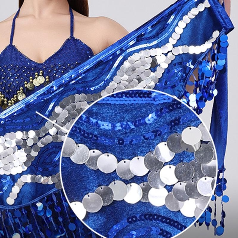 Sequins Wrap Skirt Belly Dance Hip Scarf Wrap Sparkles Mini Skirt Raves Festival Outfit Halloween Costume for Women Girls