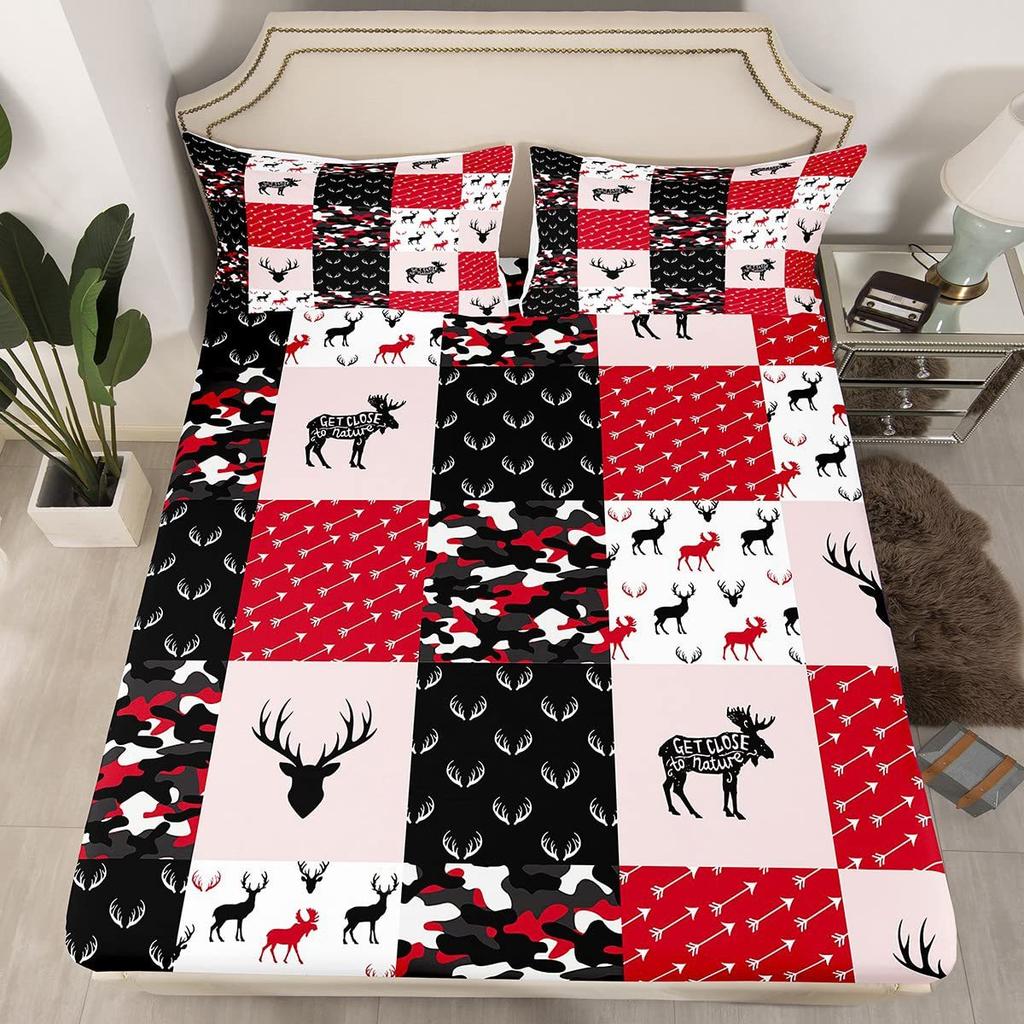 Forest Elk Pattern Sheet Three-Piece Digital Printed Sheet Bedding Set Adult Children