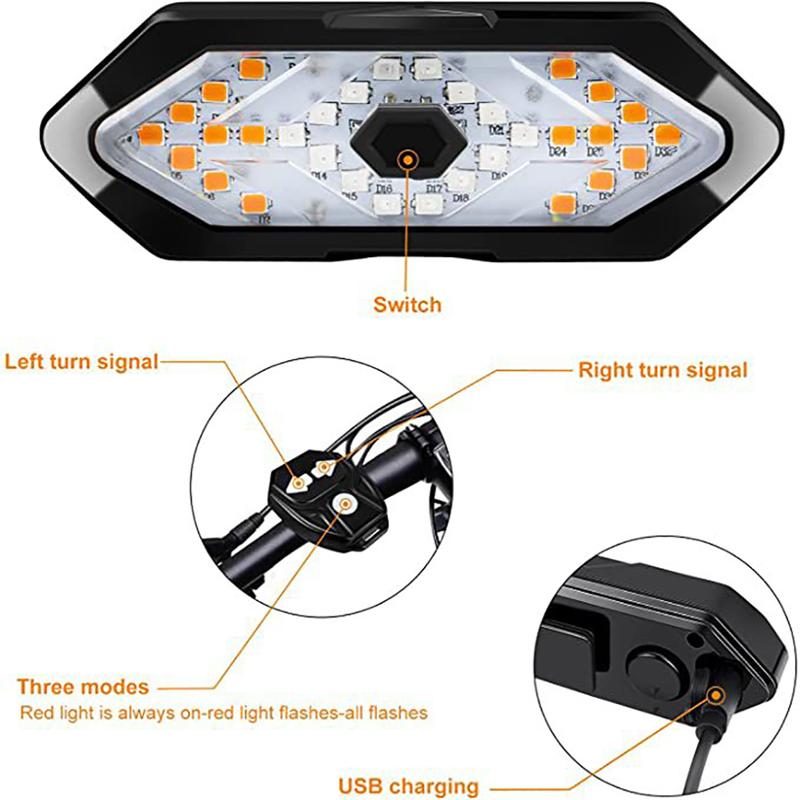 Bike Light Turn Signals Remote Control Bicycle Direction Indicator Taillight