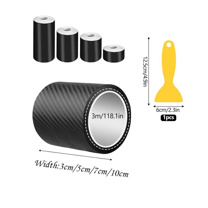 Carbon Fibre Vinyl Wrap Sticker Self-Adhesive Car Door Sill Protector with Scraper Anti Scratch Protective Film for Car Body