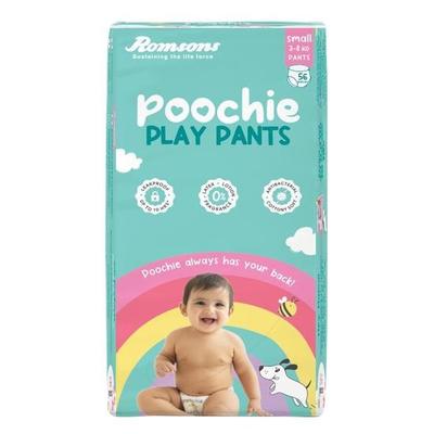 Romsons Poochie Play Pants Baby Diaper | Small Size | Leakproof Protection for Up To 10 Hours | 360° Comfort Fit | Suitable for 4-8 KG | Pack of 2