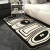 1PCS Cartoon Black White Faux Sheepskin Bedside Rug Non-Slip Sofa Carpet for Living Room Indoor Floor Mat Bedroom Study Balcony