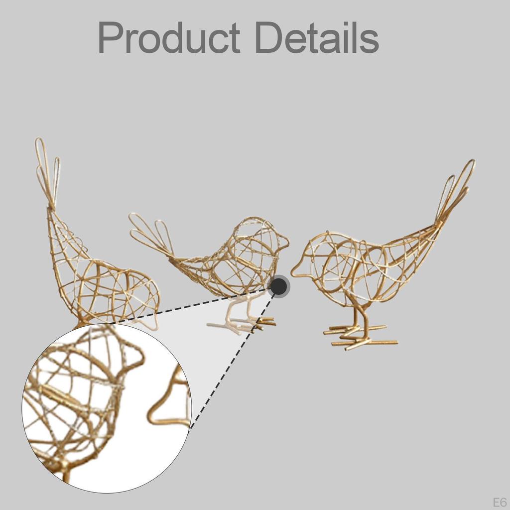 Bird Statue Iron Figure Set for Home Decoration, Animal Sculptures, Table Ornaments Living Room,