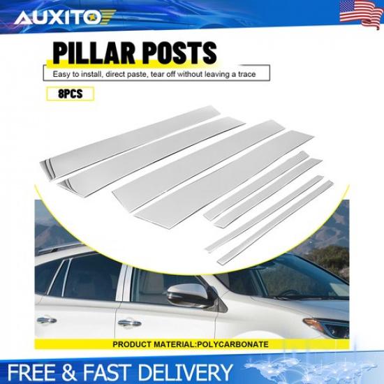 8Pcs Chrome Pillar Post Cover Trim Set For Toyota RAV4 2013 Through 2018
