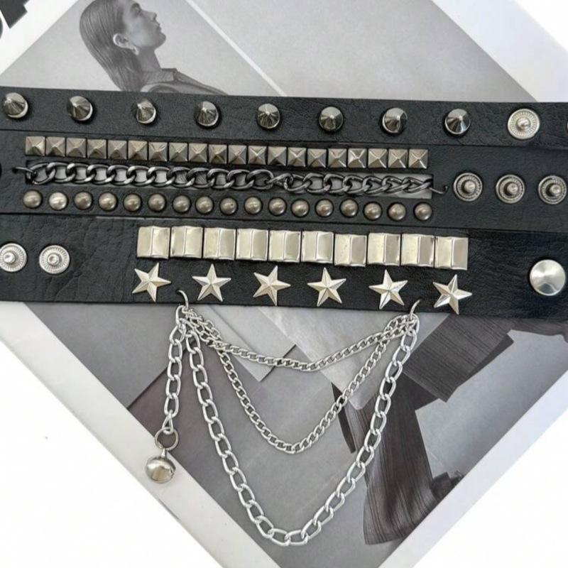 Cross-Border Motorcycle Punk Leather Rivet Bracelet: Chain, Street Dance Style