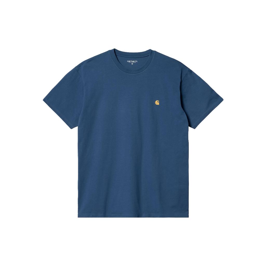Carhartt WIP SS23 Round Neck Logo Embroidered Loose Fit Short Sleeve T-Shirt Men Tops Blue I026391-1NU-XX