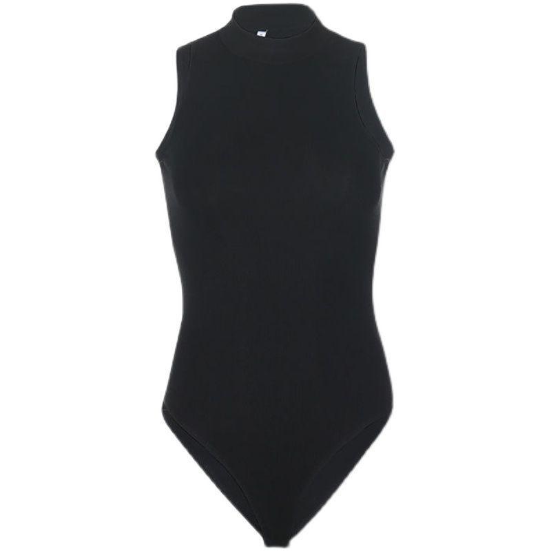 

Slim Thai Style Sleeveless Bodysuit for Women - High Neck, European & American Summer Fashion L (105-115 jin) чёрный