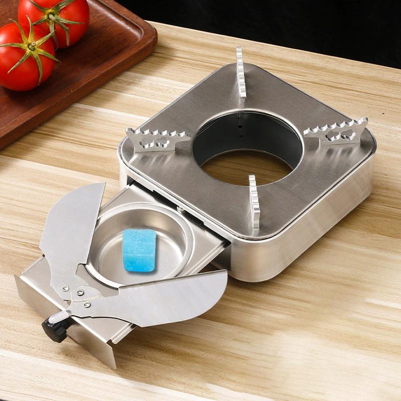 Mini Alcohol Stove Stainless Steel Pull-Out Camping Stove With Adjustable Firepower Drawer Outdoor Hiking Cooking Alcohol Stove