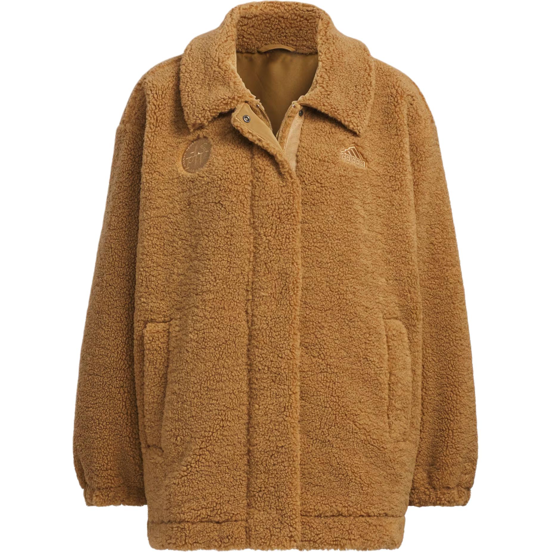 

Adidas Удобная мягкая универсальная флисовая куртка на молнии с длинным рукавом, женская куртка пустынно-коричневого цвета JJ3576 S