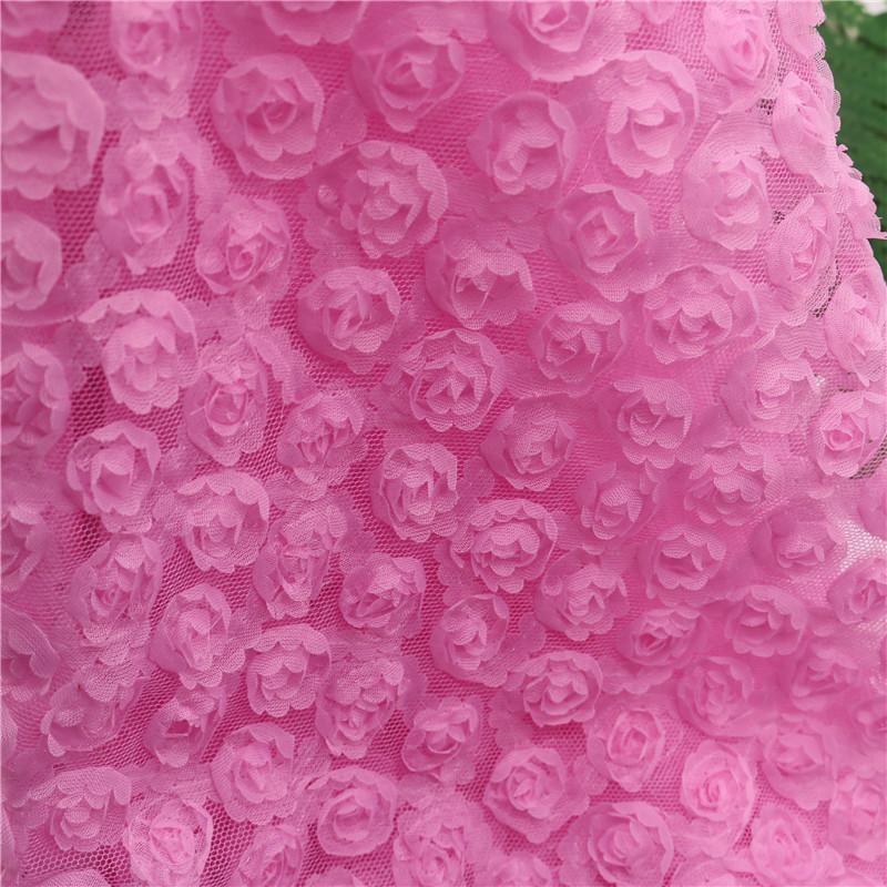 1 Yard Rose Flower Tulle Mesh Fabric Stretch 3D Rose Embroidery Designer Fabric DIY Sewing Wedding Party Dress Background Decor