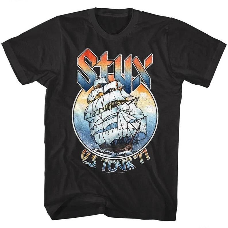 

Styx Men s T shirt USA American Tour 1977 Ship Retro Tee 2XL