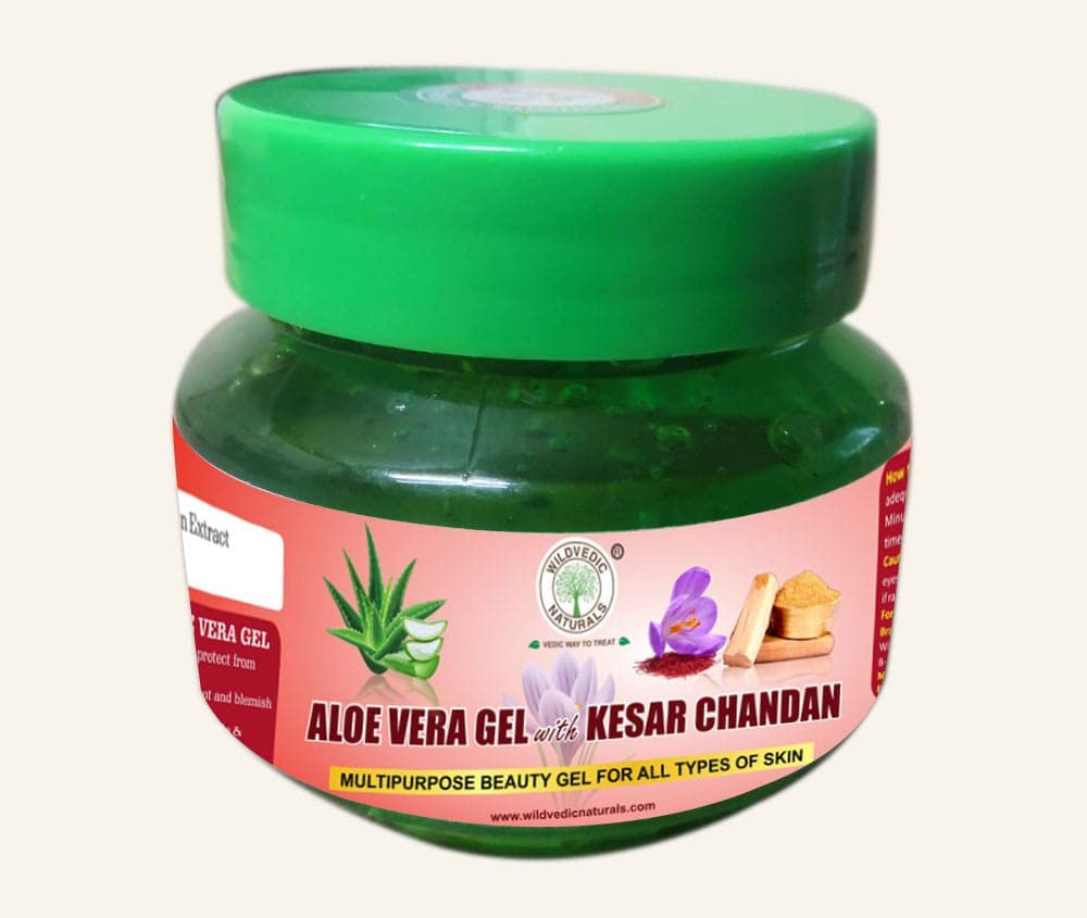WILDVEDIC NATURALS Pure Aloevera Gel Enriched With Saffron kesar, Chandan For Glowing and Youthful Skin 100g
