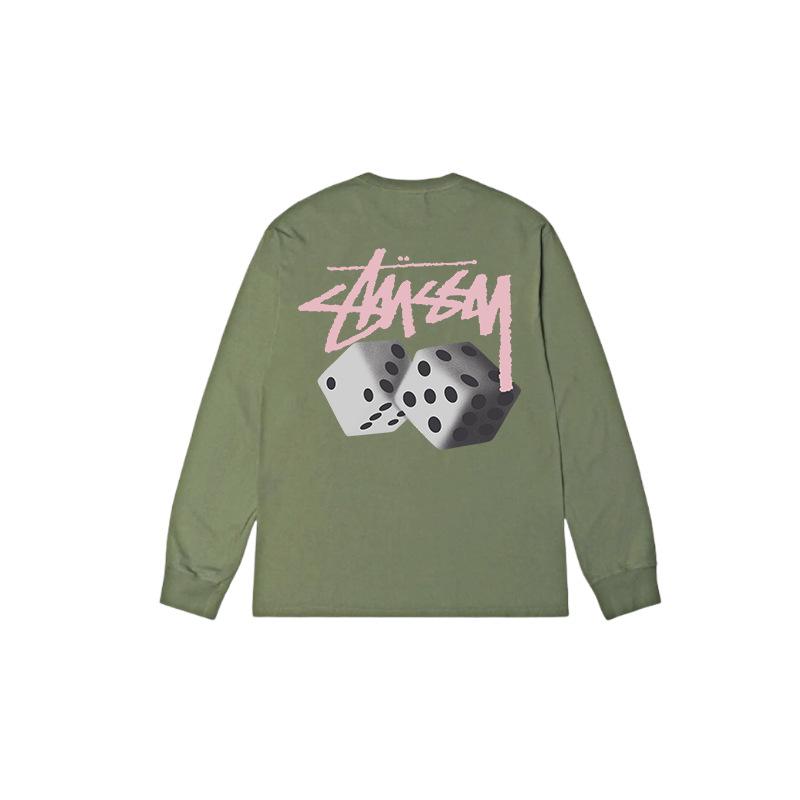 STU SS25 dice printing long-sleeved t-shirt for men and women of the same style, spot classic