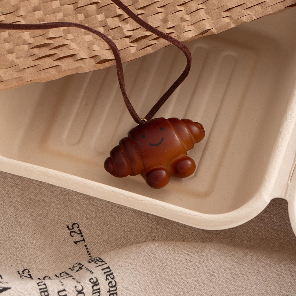 Creative Retro Resin Croissant Pendant Long Necklace Niche Simple Cute Item