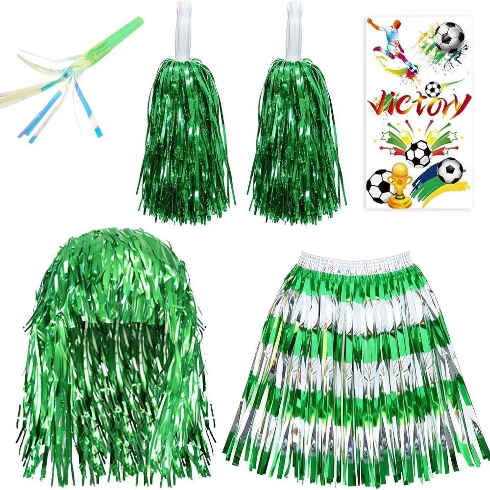 Fringe Skirt Soccer Fan Costume Supplies Set Cheerleading Gear Set  Game Day Match Party