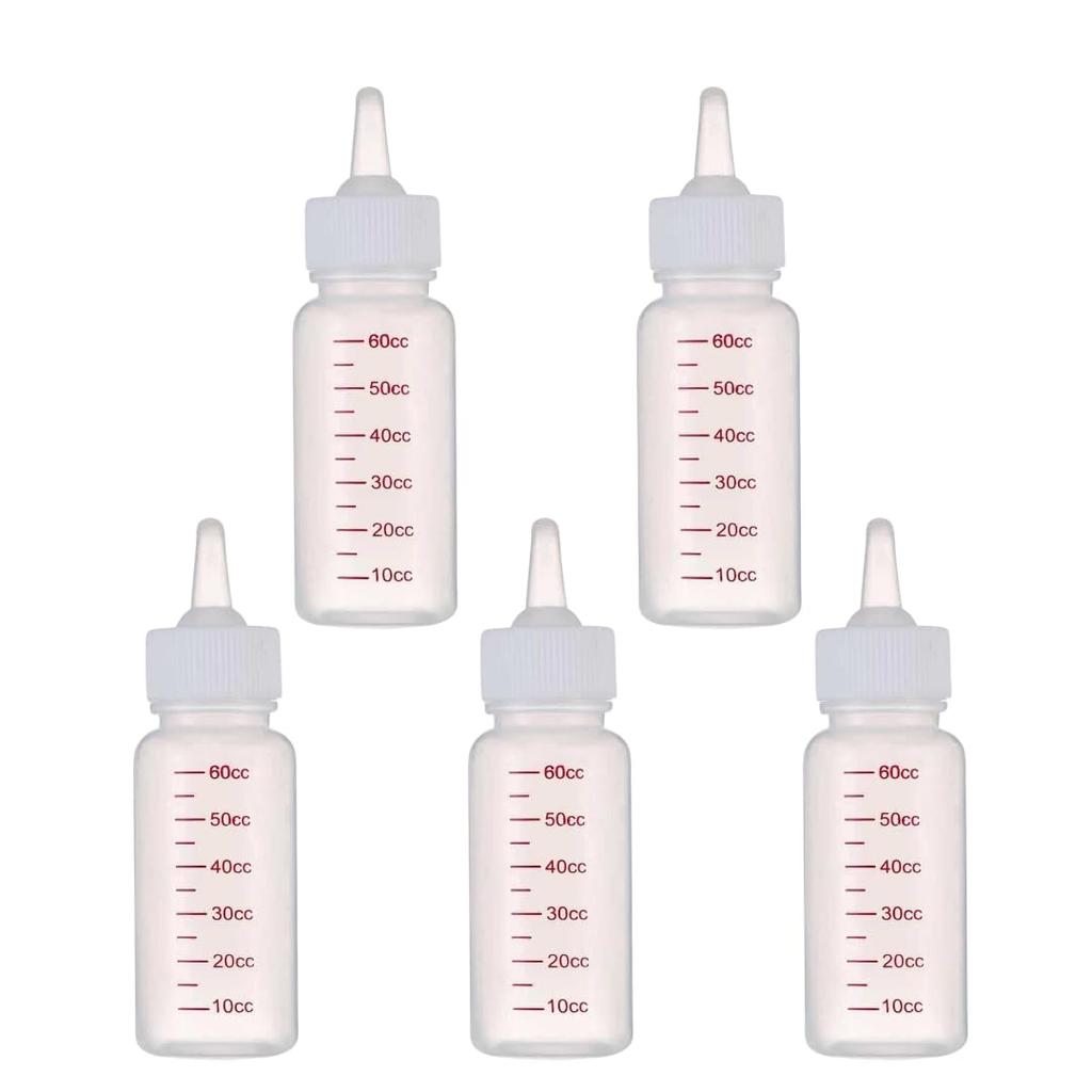 Store88 Baby Bottle Nipple for Water Small Set of 5 Pets, Hydration, Supply, Feeding, Injector, Cat, Dog, Animal, Care, 60mL,