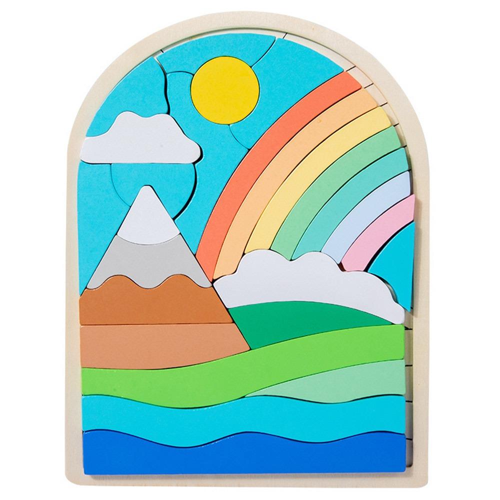 Irregular Shapes Wooden Rainbow Blocks Wood Irregular Puzzles  Preschool Learning cloud