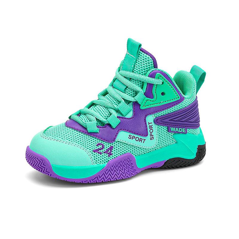 Children's Basketball Shoes 2025 Autumn New Boys Breathable Shoes Medium and Older Children Soft Sole Non-slip Wear-resistant Training Men's Ball