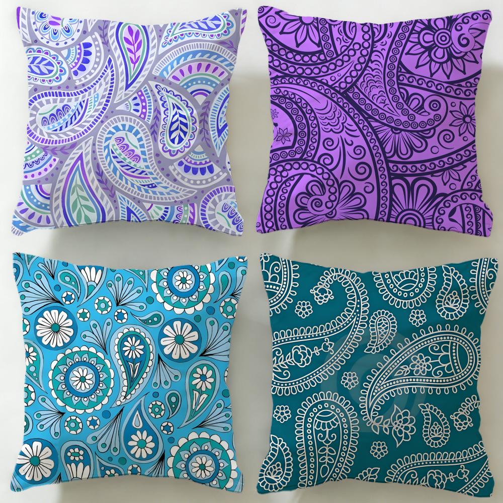 Paisley Pattern Cushion Cover Soft EasyWash Pillow Case Versatile for Couch Bed Travel and Office