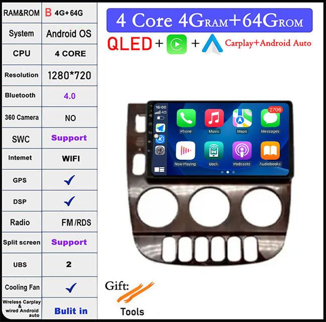 Android 14 For Mercedes Benz M-Class W163 ML1997 -2005 Car Radio Video Multimedia Player GPsNavigation Wireless Carplay