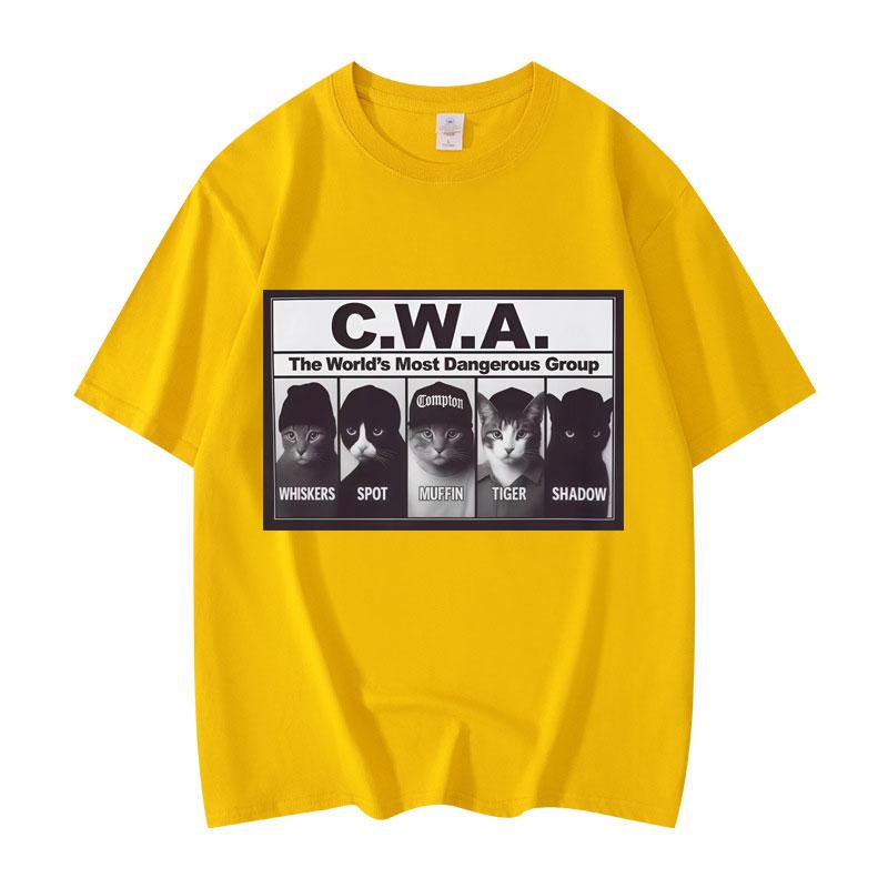 CWA Nejnebezpečnější skupina na světě Vtipné kočičí meme Grafická trička Módní Vintage Tričko s krátkým rukávem Unisex Bavlněná trička
