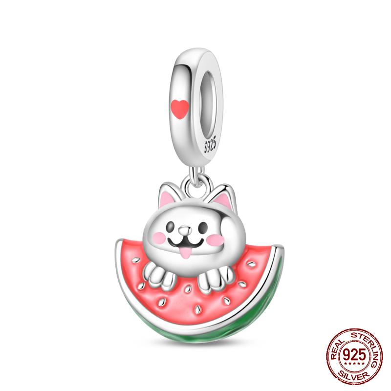 Copper Fashion Holiday Beach Watermelon Green Pear Charms Beads For 3Mm Bracelet Diy Fine Jewelry Gift Making