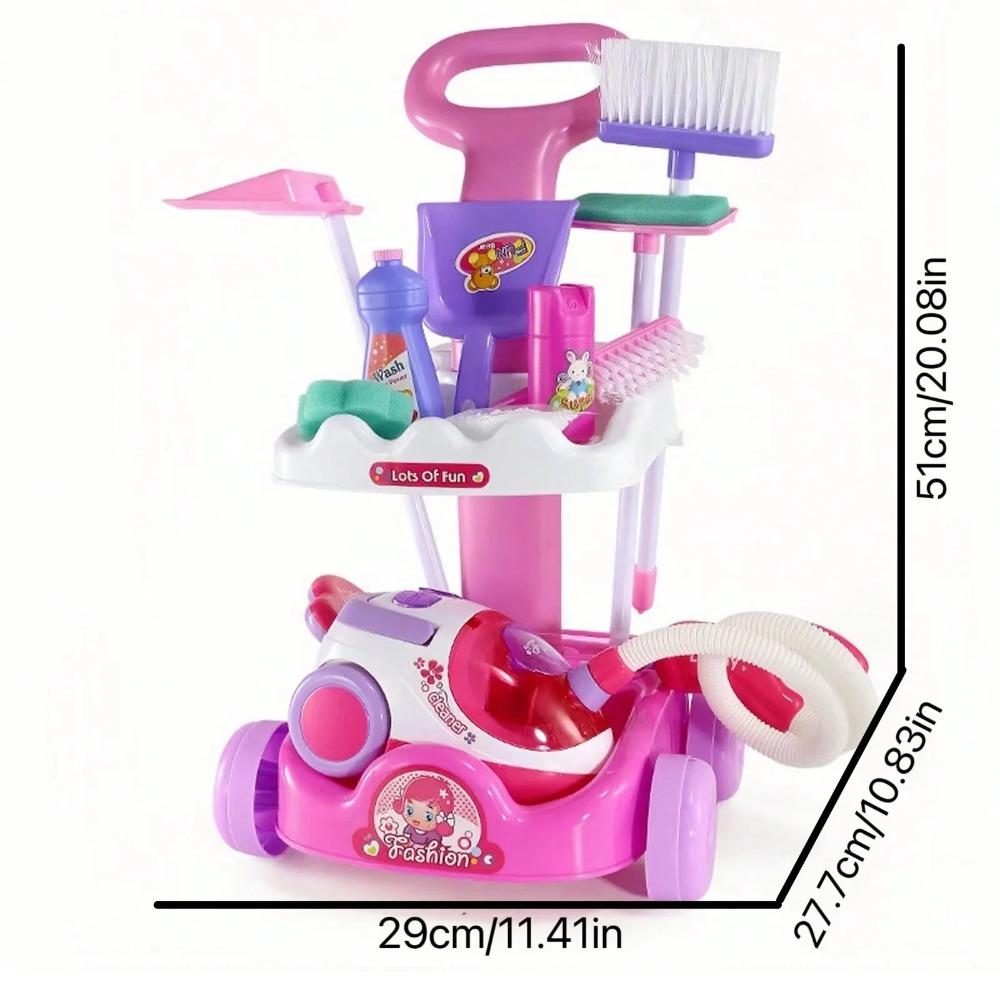 Kids Cleaning Set For Toddlers Pretend Play Housekeeping Cart Broom Dust Pan Mop Kids House Cleaning Tools Birthday Present