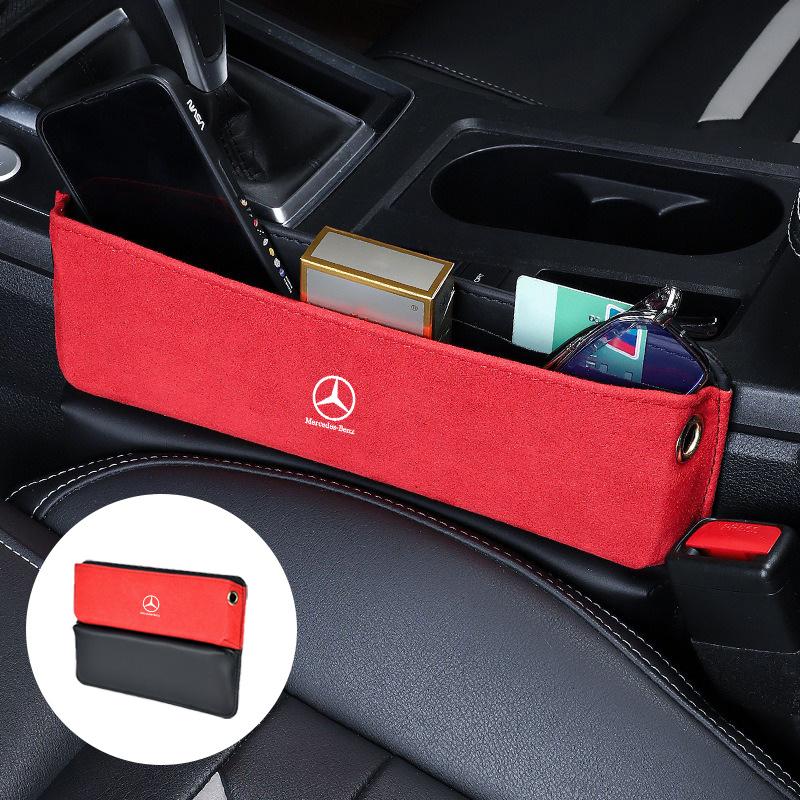 Car Seat Side Storage Pocket Suede Gap Filler Box For Mercedes Benz AMG W204 W205 W203 W211 W212 W213 W201 W210 W124 AccessoriesRR1