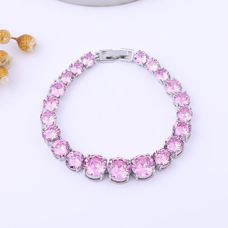 Náramek se zirkony postupné velikosti s měděnou platinou a drahokamy, ručně vyráběné kulaté barevné šperky.