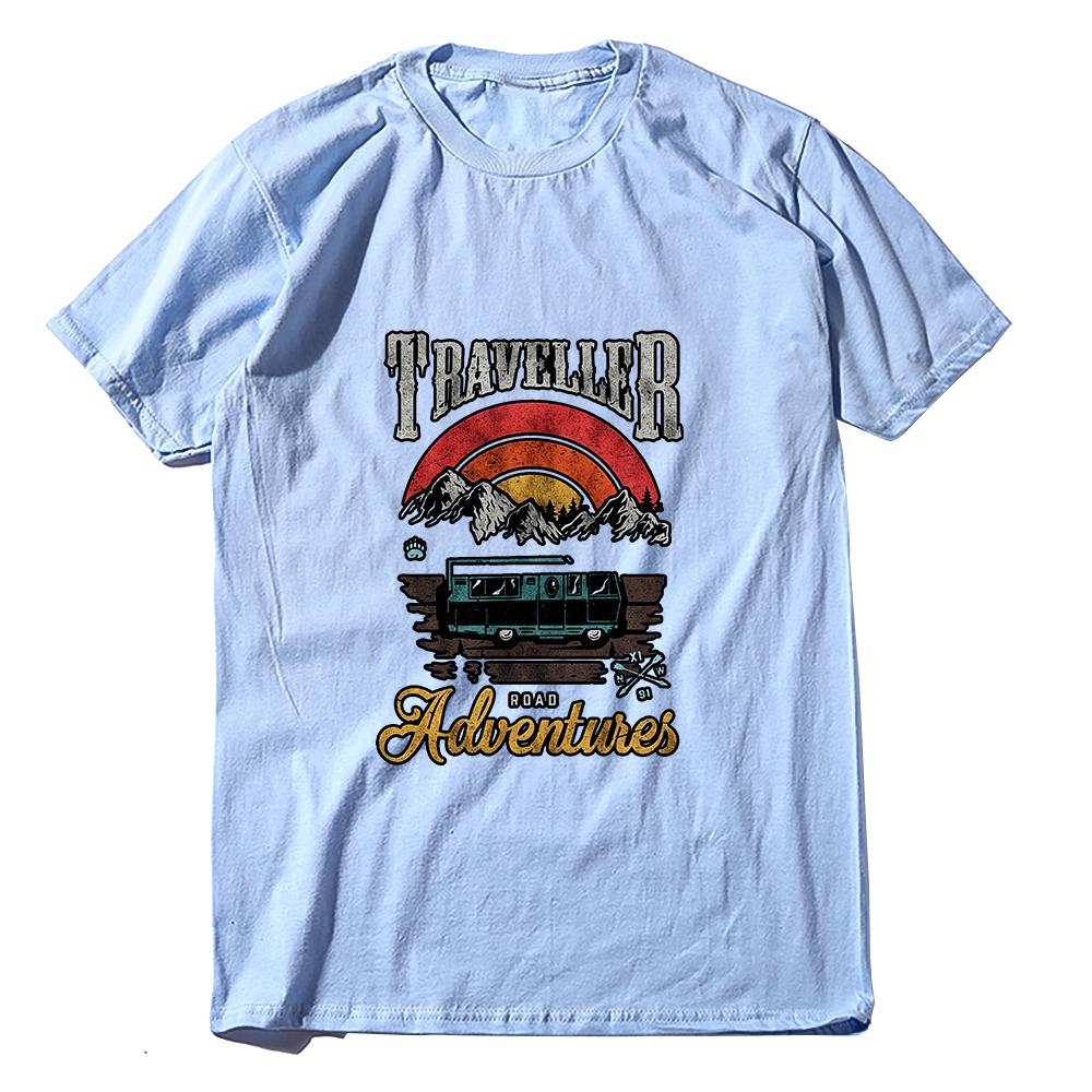 Coolmind YA007 100% Cotton Big Size Cool Traveller Print Men T Shirt Exclusive Graphic Loose Men Tshirt Cotton Tee Shirts Man