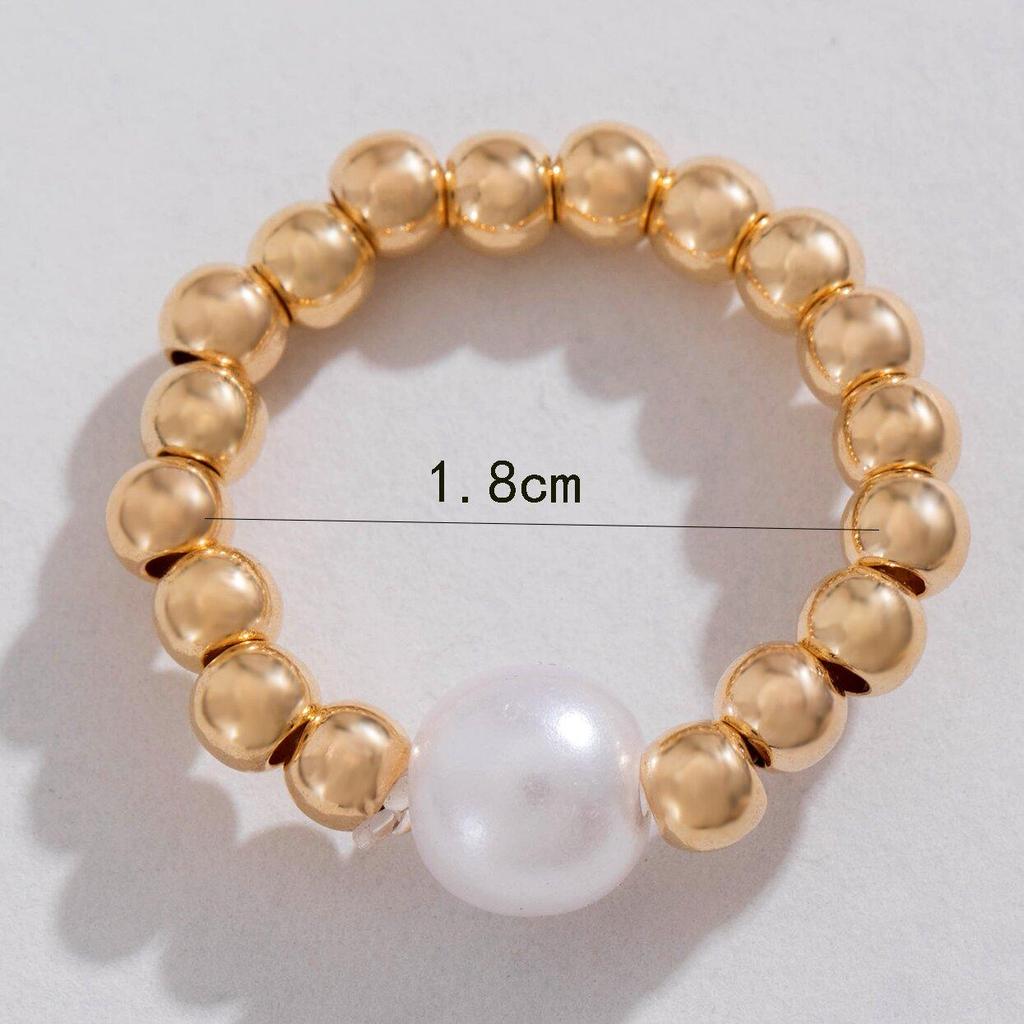 French Style Niche Versatile Bead Index Finger Ring Women's Jewelry Simple Design Imitation Pearl Single Ring Women