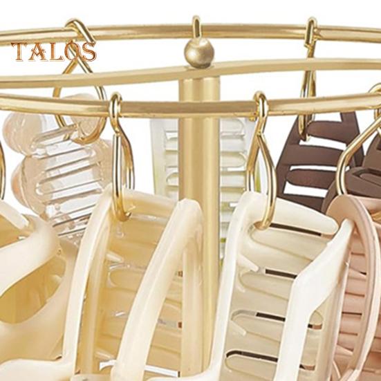Hair Claw Holder with 16 Removable Hooks Round Base Easy Installation Store Hair Accessories Jewelry Holder