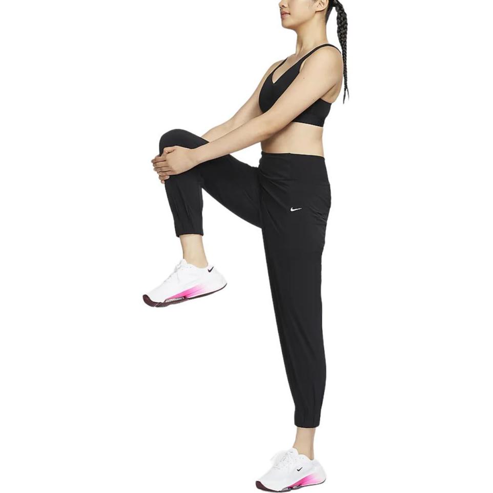 Nike Pantaloni Sportivi a Maglia Traspiranti Dri-FIT ad Asciugatura Rapida a Vita Alta a Nove Punti Donna fondo Nero HQ1580-010