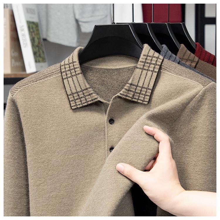 2025 Men's Autumn/Winter Knit Lapel T-shirt - Dad Style