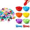 Kids Classification Cups Counting and Sorting Playthings Kit Rainbow Colors Plastic Material Bowls Tweezers Fine Motor Skill Educational Playthings