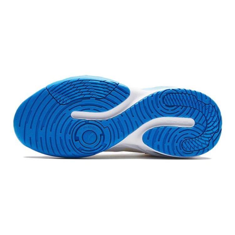 Anta Kids Round Head Knob Shock Absorbing Wear Resistant Mid Top Basketball Shoes Kids Basketball Shoes White Blue Yellow A312331111-1