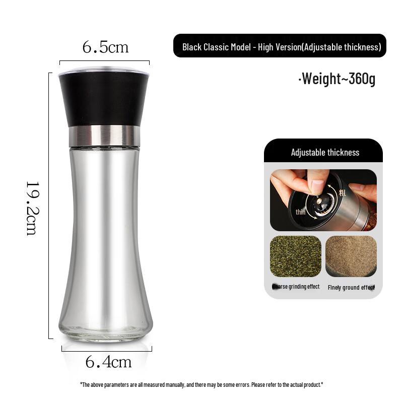 Zhaoran Japanese Glass & Stainless Steel Pepper Grinder