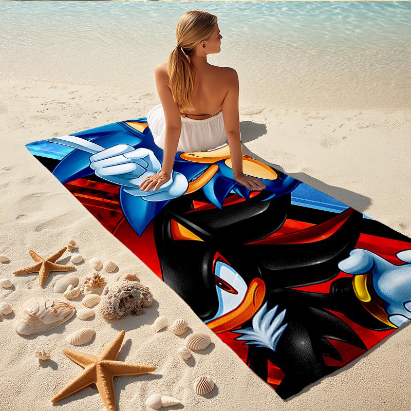 1Pc Sonic Adventure Shadow'S Rise Beach Towel, Quick Dry, Multi-Use for Beach Pool Gym Yoga Home Travel, Christmas, Halloween, Xmas Gift M929163